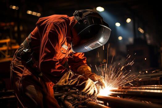 Sparks flying during metal fabrication work